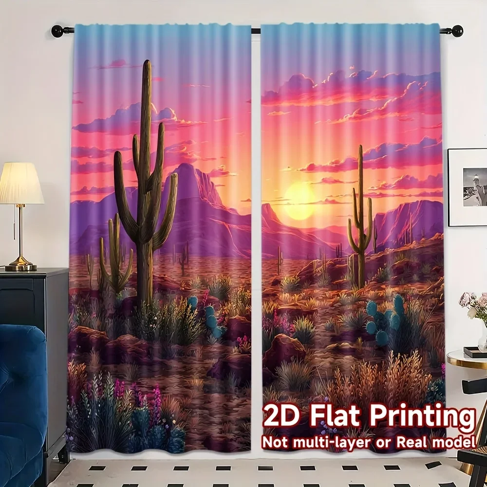 

Desert Sunset Design Print Drapes Room Darkening Window Curtains for Home Decor,Rod Pocket Blackout Curtains Bedroom