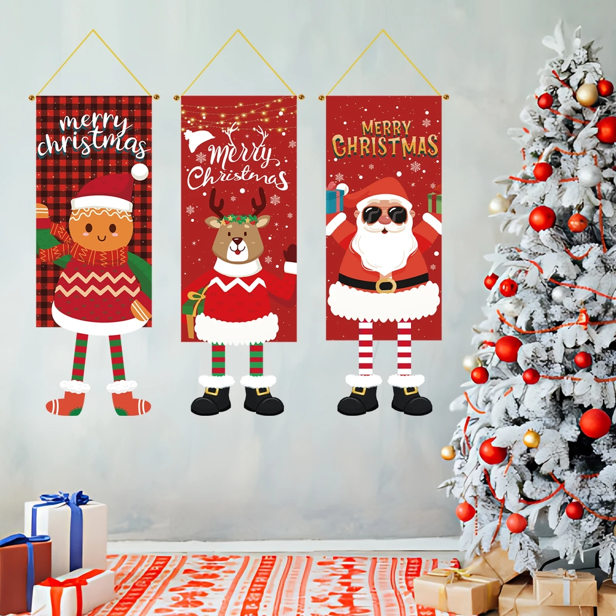 عيد الميلاد أعلام معلقة عيد ميلاد سعيد الديكور للمنزل 2024 أعلام معلقة عيد الميلاد الحلي نافيداد ناتال السنة الجديدة هدية 2025