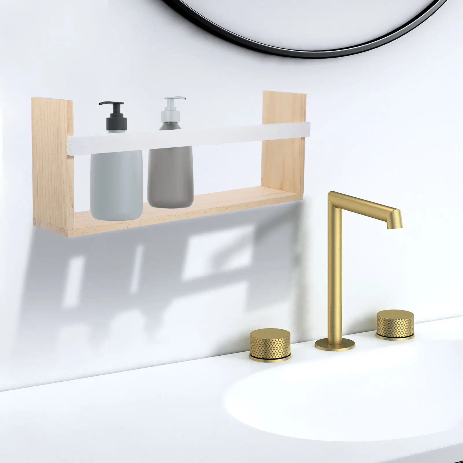 Wooden Floating Wall Shelf Wall Mounted Storage Rack for Bedroom Living Room Kitchen Decor and Display