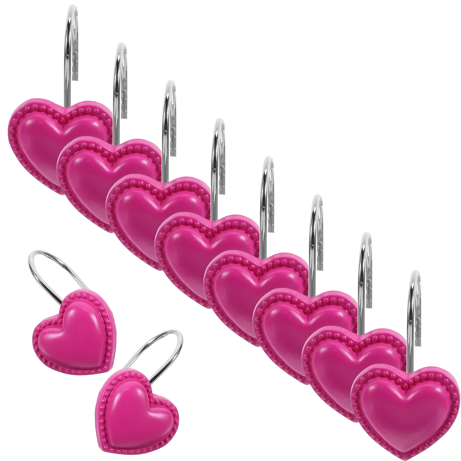 

12pcs Shaped Resin Hooks Bath Shower Curtain Hangers Curtain Hanger Red Color Bedroom Bathroom Metal Accessories