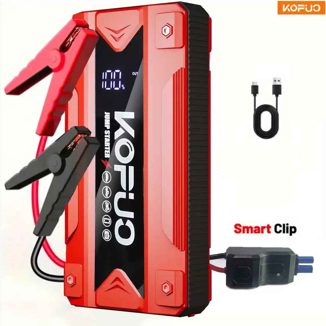 

2000A Peak Car Jump Starter Power Bank 12V Auto Emergency Booster for All Petrol Engines and Electronic Devices