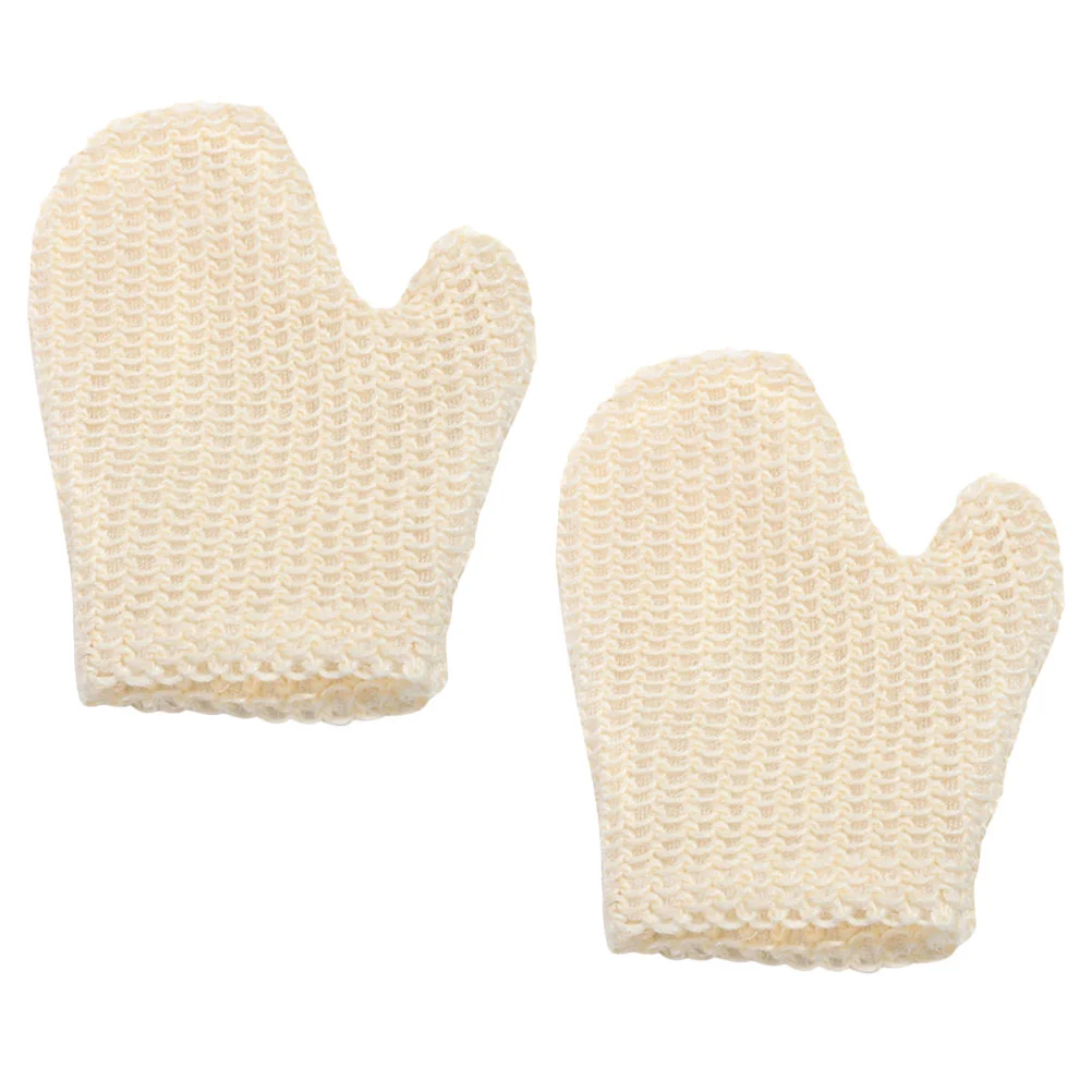 2 Pcs Scrub Gloves Sisal Bath Mitt Exfoliating Cleaning Mesh Loofahs Pouf Shower Mittens