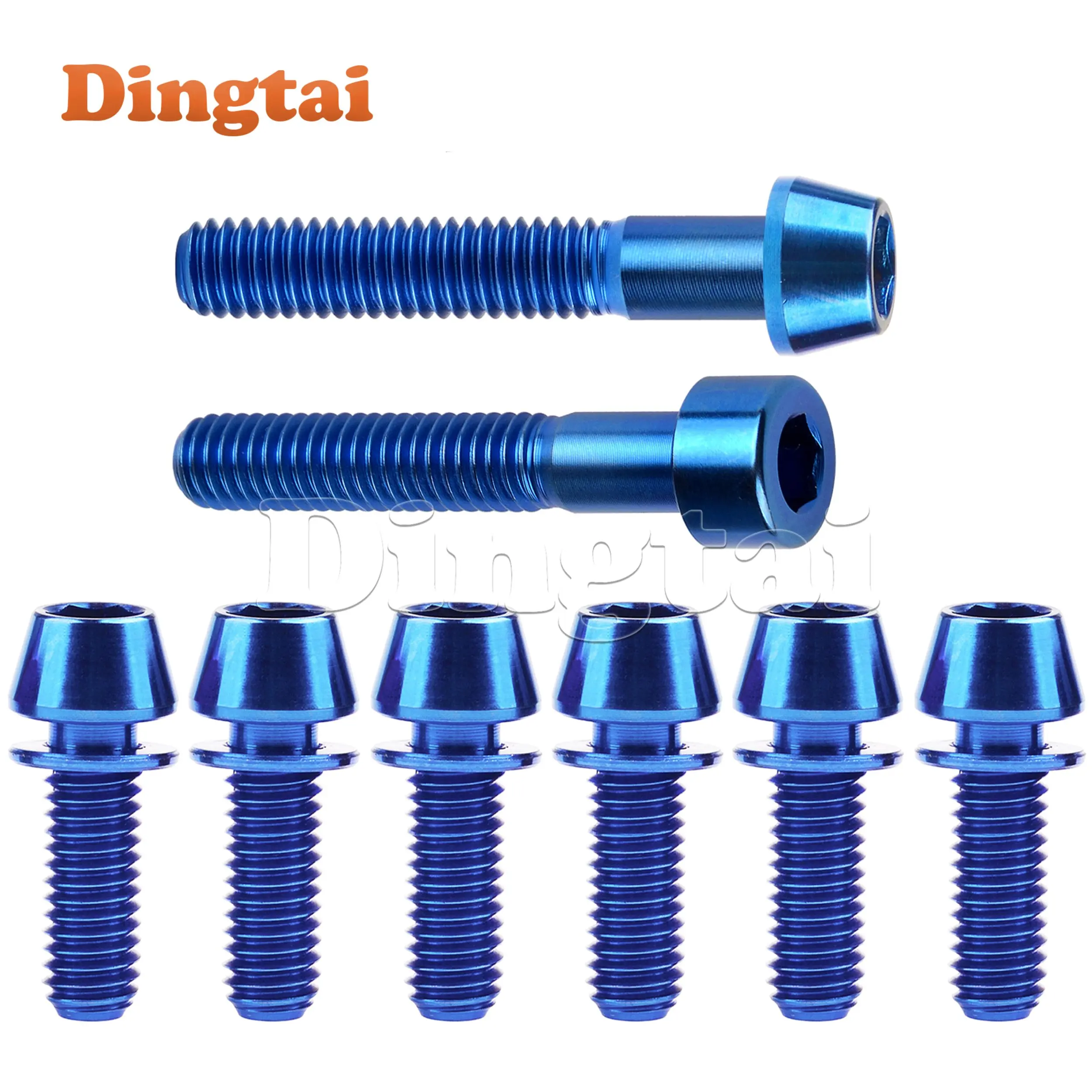 Dingtai Titanium Bolt  M6x16 18 20mm 6Pcs Taper Head Bolt With Washer + 1pcs M6x35mm 1pcs Taper Head Screws Bolts Bike Fastener