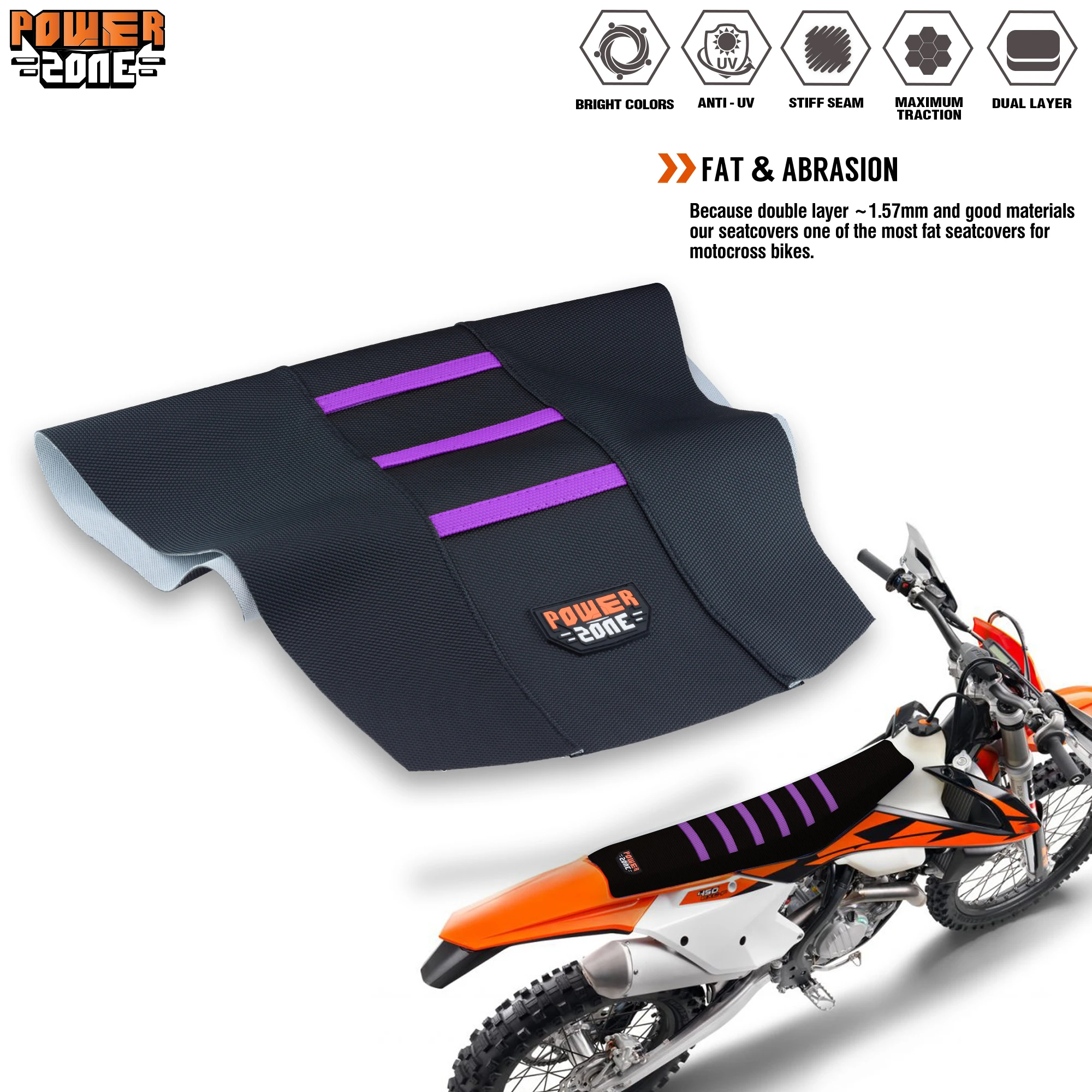 Powerzone العالمي مضلع غطاء مقعد لينة مقاوم للماء عدم الانزلاق مضلع غطاء مقعد دراجة نارية ل SXF EXC KXF CRF YZF WR TC TE #4