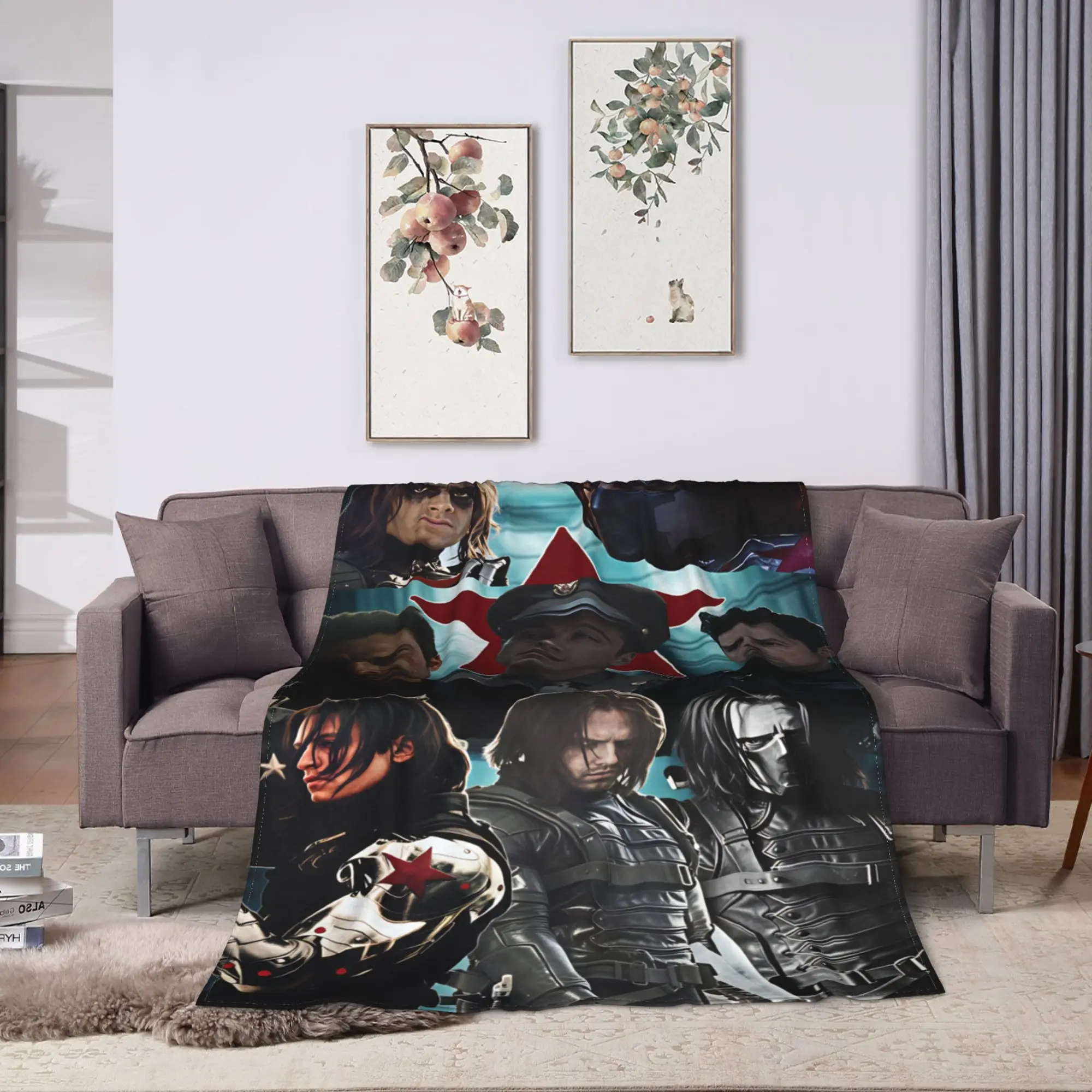 Warm Blanket Decorative Bucky Barnes Winter Soldier Throw Blanket  Flannel Bedspread For Outdoor Fluffy Sofa Bed Cover
