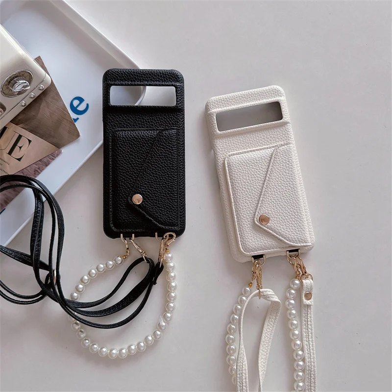 

Fashionable lychee leather card slot crossbody bag with wallet phone case for Google 6 7 8 9 A Pro anti drop lens full cover