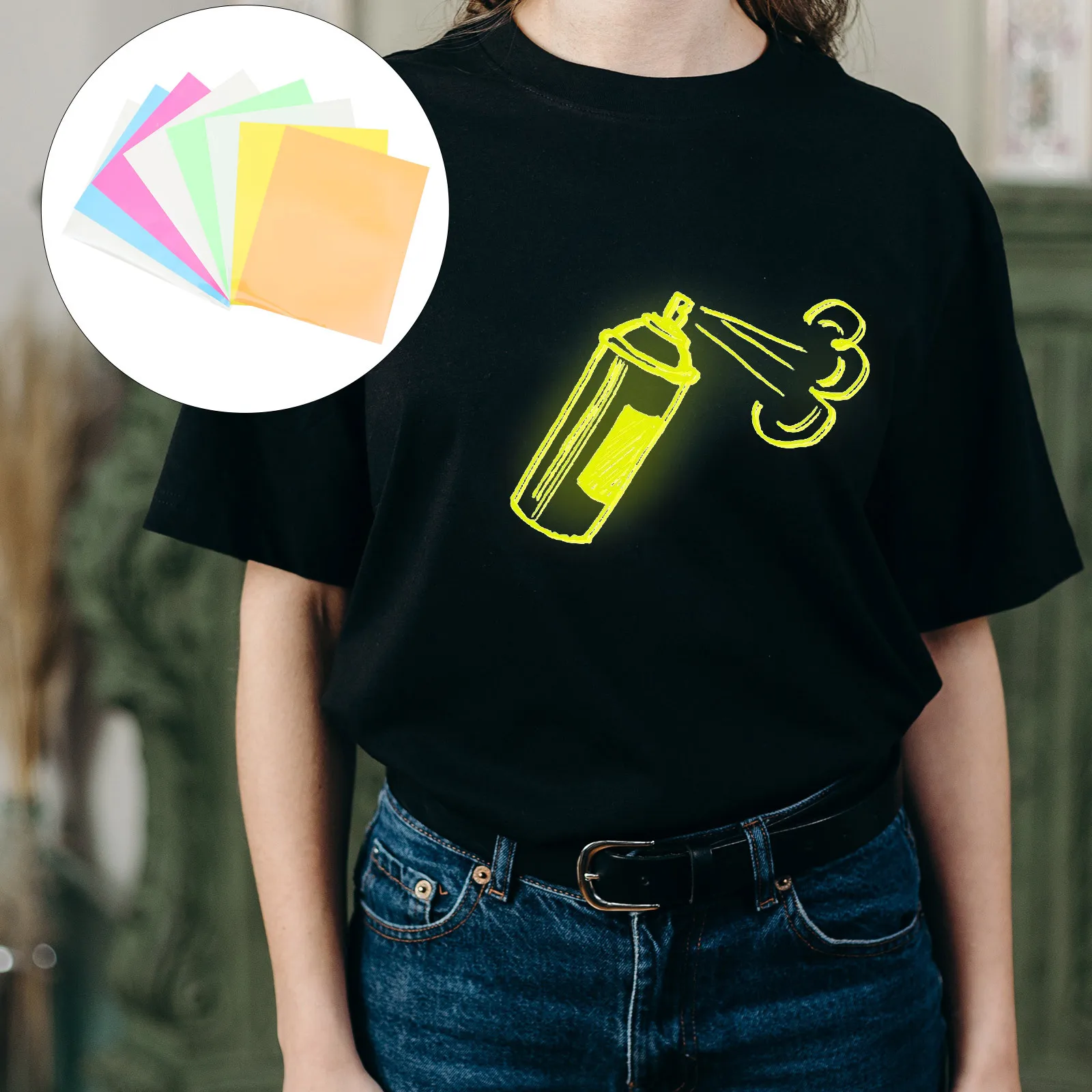 

8Pcs Heat Transfer Film PU Material DIY Heat Pressing Vinyl for T-Shirts Shoes Caps Fluorescent Craft Transfer Roll Multipurpose