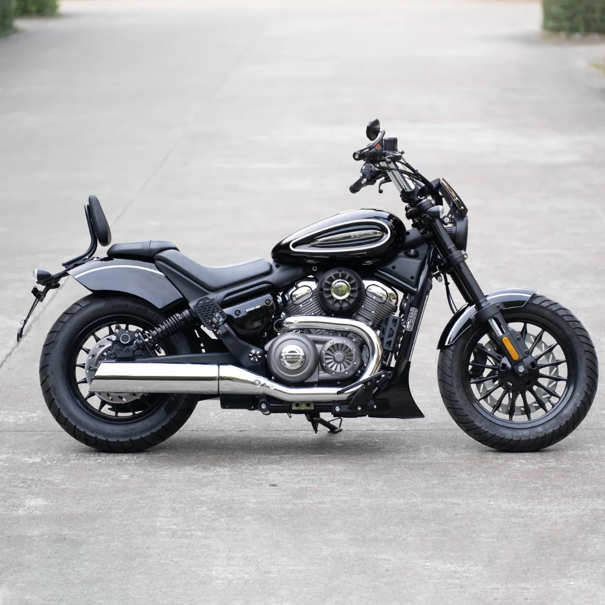 BENDA Chinchilla 350 Gloss Black Motorcycle Seats Backrests Includes Sissy Bar Backrest Luggage Rack Passenger Rear Seat Support