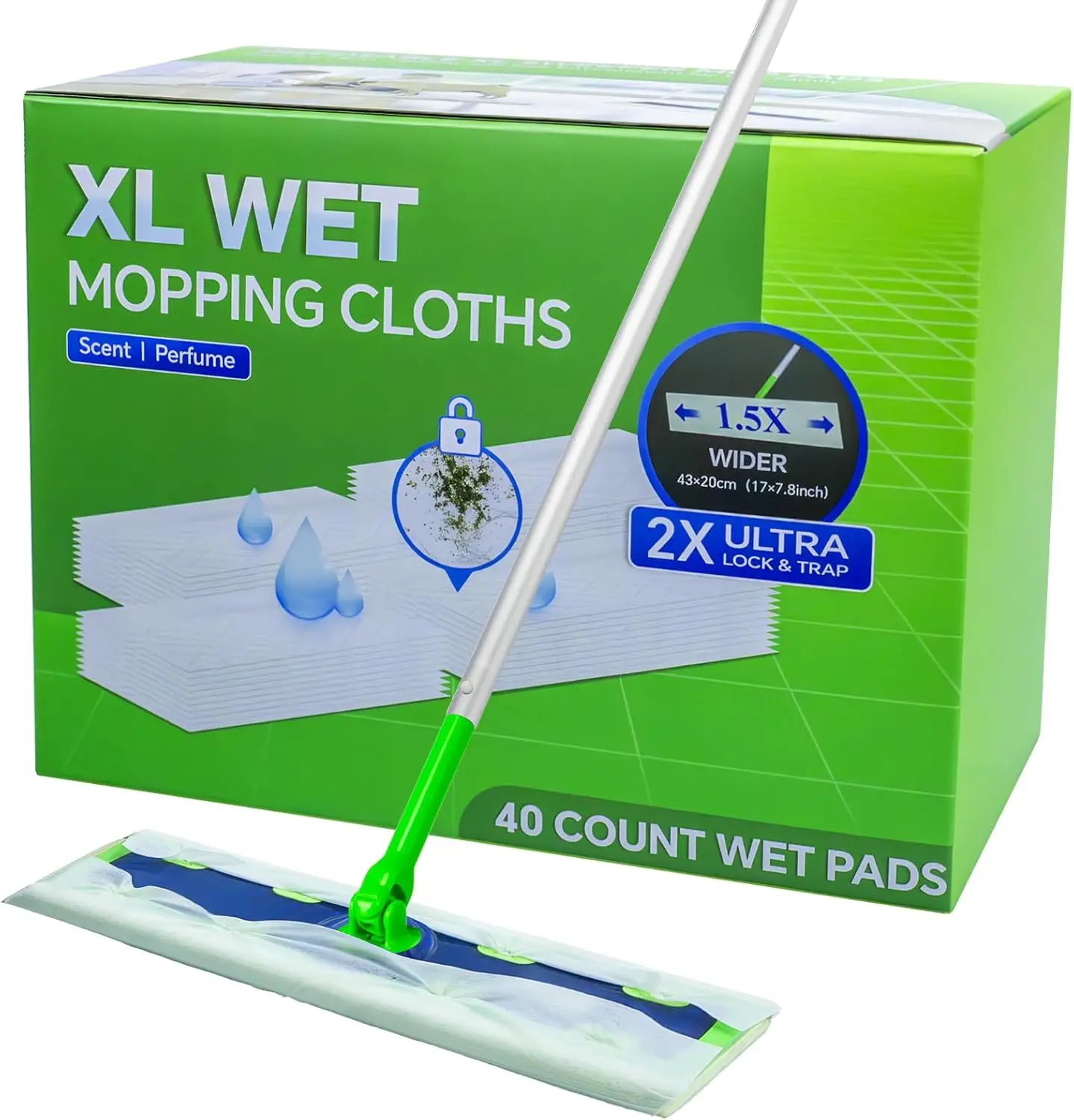 

40-слойные салфетки для влажной уборки XL для подметальной машины Swiffer — одноразовые насадки для влажной подушечки для мытья полов с несколькими поверхностями