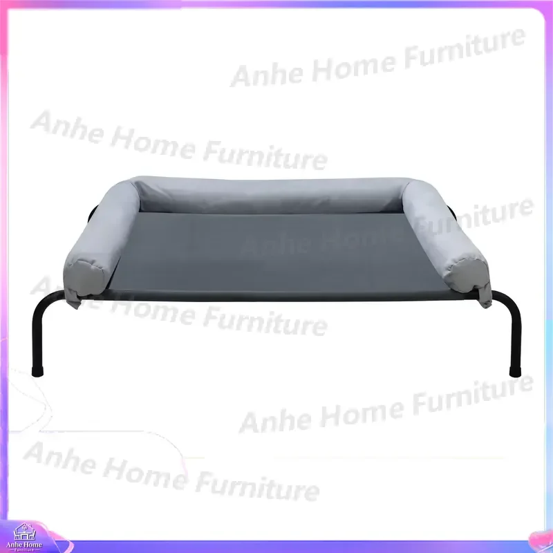 Modern Classic Dark Grey Teslin Mesh Elevated Dog Bed King Size XL Rectangle Foldable Removable Washable Pet Cot Furniture