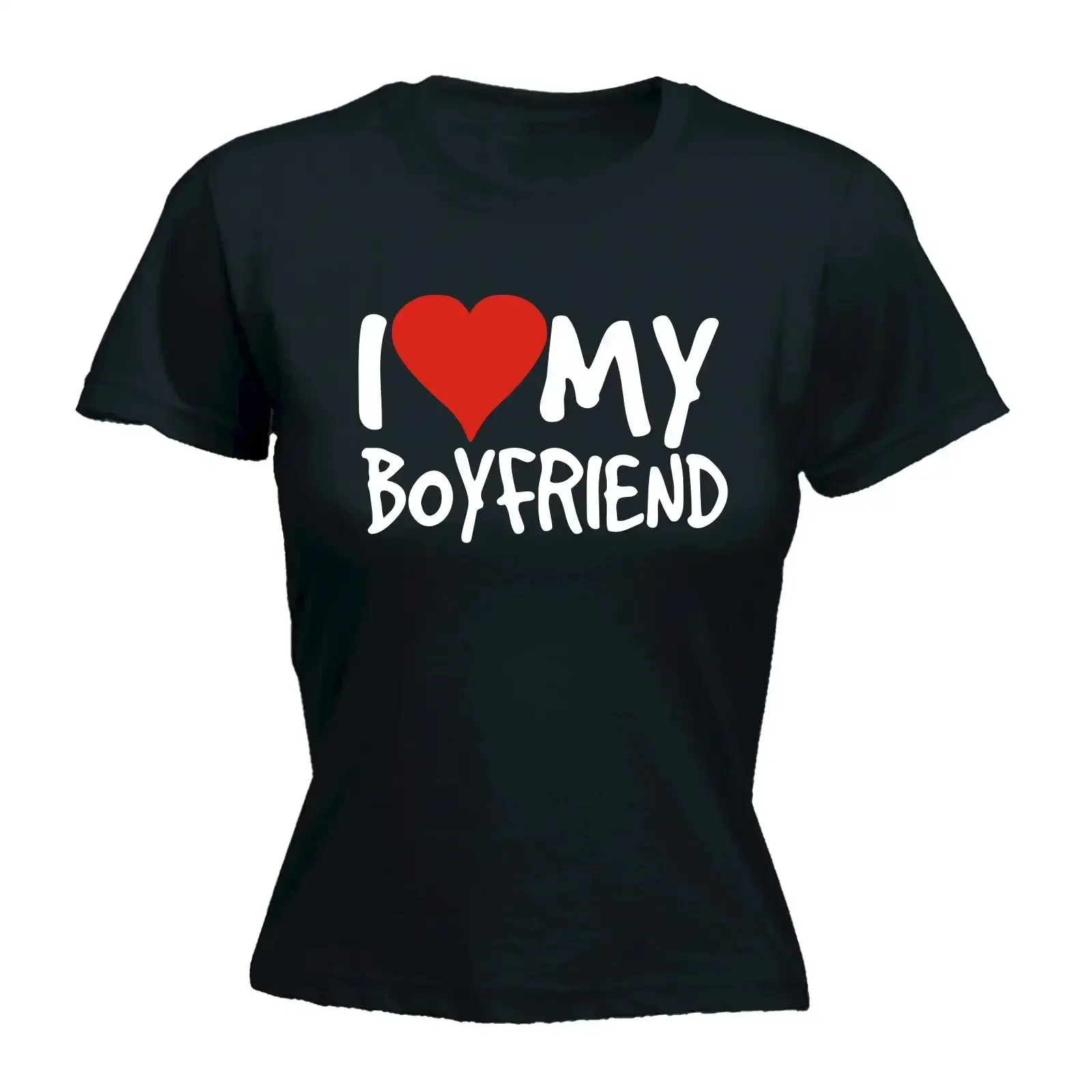 Oversized I Love My Husband Boyfriend Tee Women's Funny Kawaii T-Shirt Birthday Gift for Girlfriend Wife Partner Casual Top