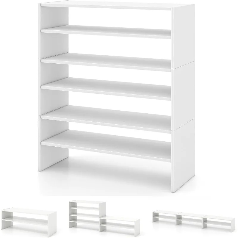 

Giantex 3-in-1 Vertical Shoe Rack, 6-Tier Free Standing Shoe Storage Organizer w/Stackable Design for 18 Pairs,31 Inch Wide Wood