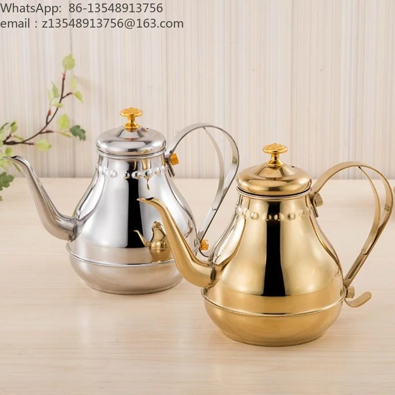 Stainless steel teapot with filter hotel restaurant restaurant induction cooker for making tea long mouth large teapot oil pot