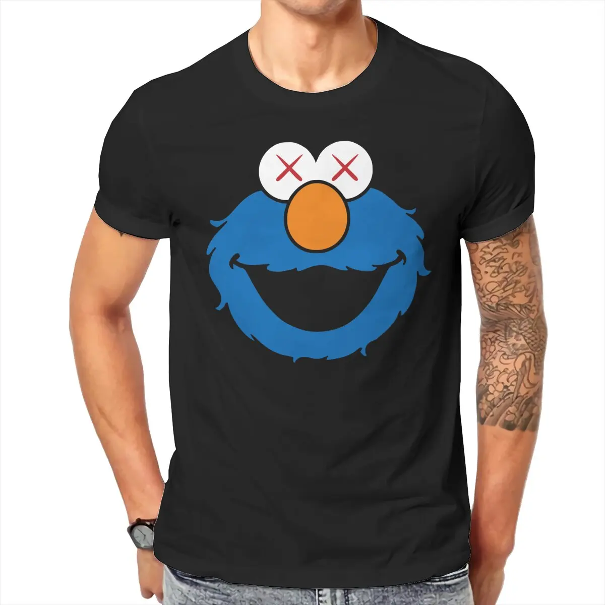 Men Sesame Streets T-Shirt Fashion Style Cookie Monster Hipster Ofertas O Neck Graphic Tshirt