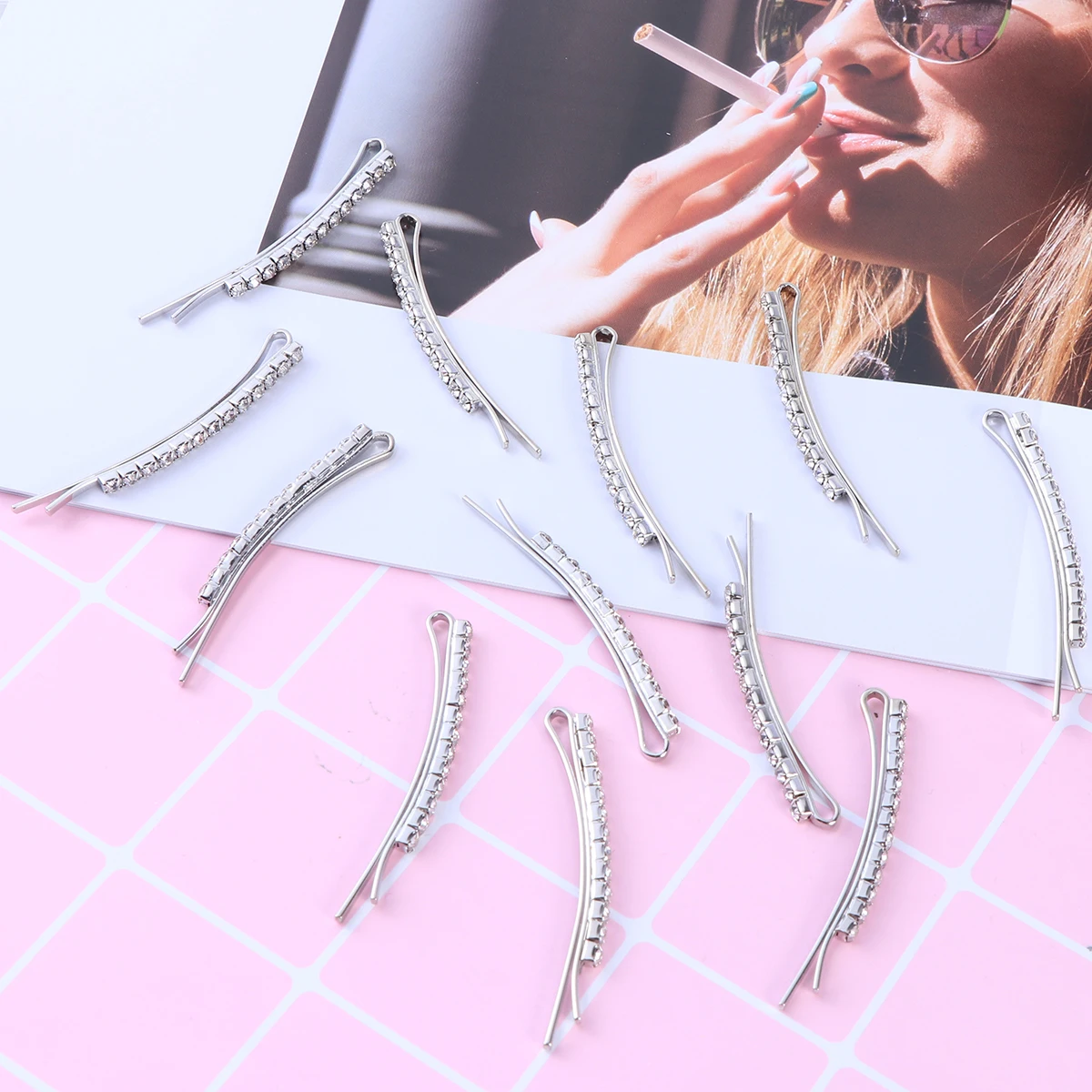 

12 Pcs Rhinestone Hair Clip Spring Clips for Teen Girls Women Pin Barrettes Rhinestones Headpiece Decorative