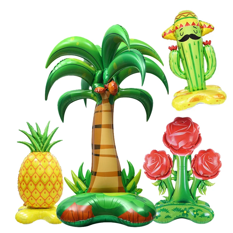 

4D Coconut Tree Aluminum Foil Balloon Rose Cactus Pineapple Giant Balloon Birthday Party Decoration Theme Party Balloon