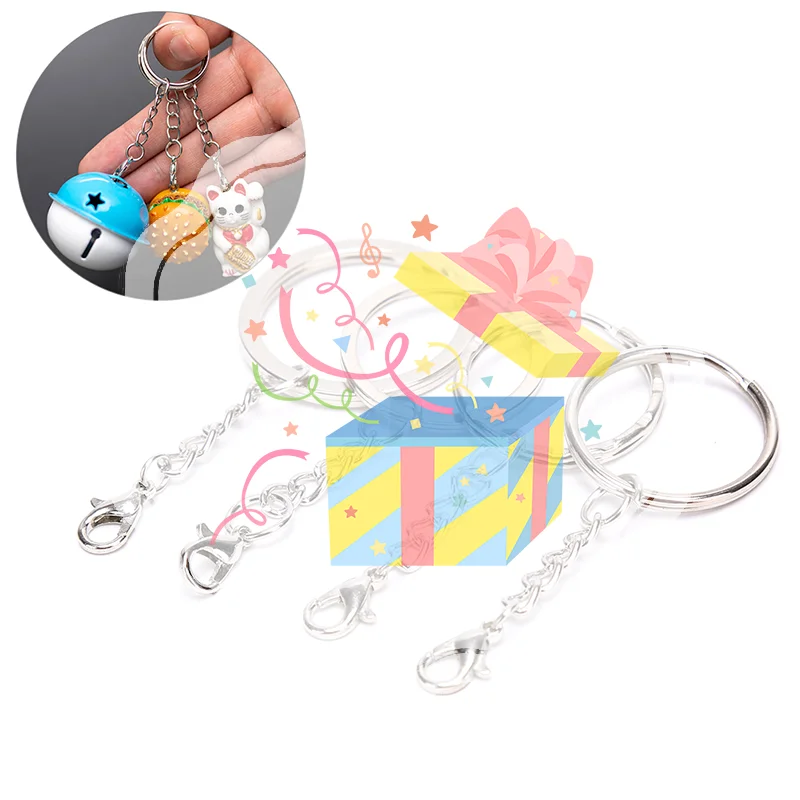 

10 шт./компл. полированный серебряный брелок с разделенным кольцом, короткий брелок для ключей своими руками, изготовление брелоков