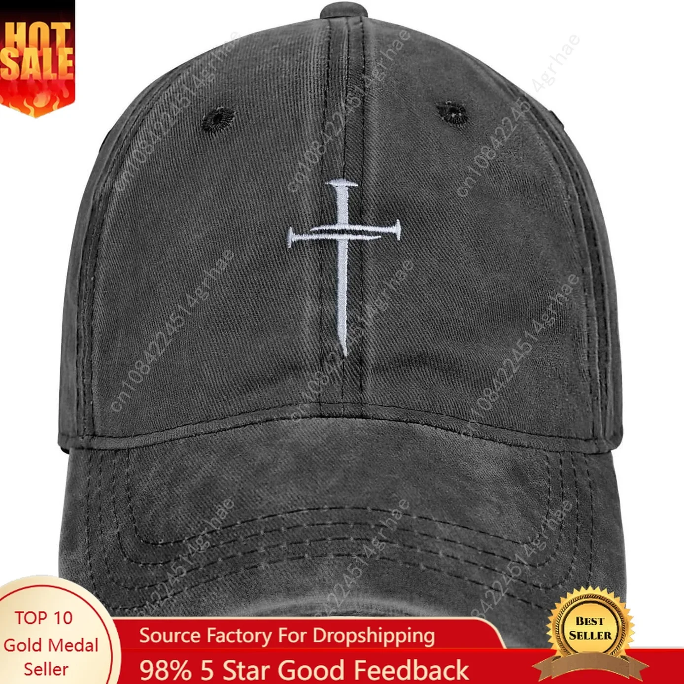 

Christian Hats Nail Cross Jesus Hat Black Embroidered Baseball Cap Adjustable Cross Hat Trucker Hats for Men Women