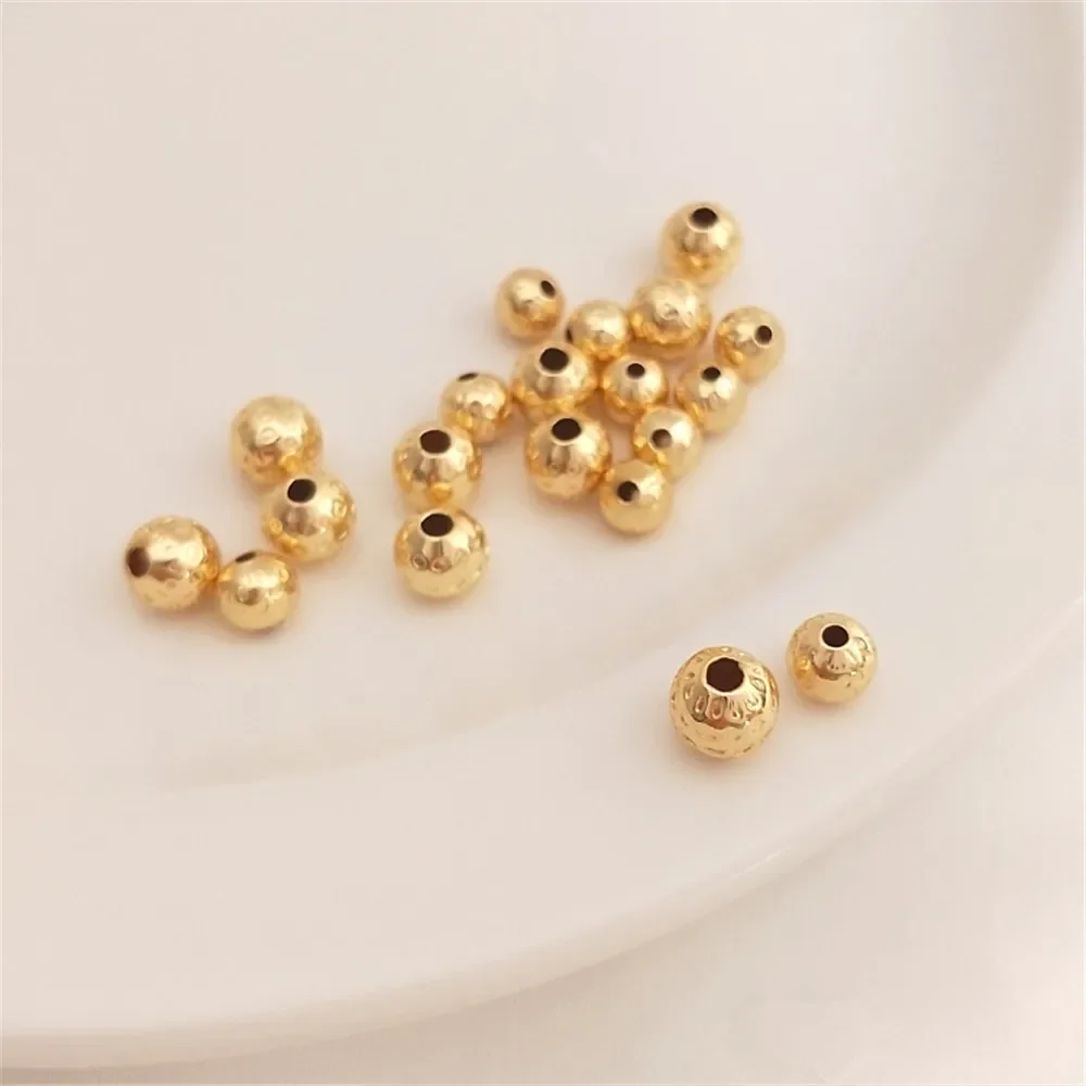 

14K Gold Plated Embossed round beads scattered beads handmade DIY string of beads bracelet accessories with materials