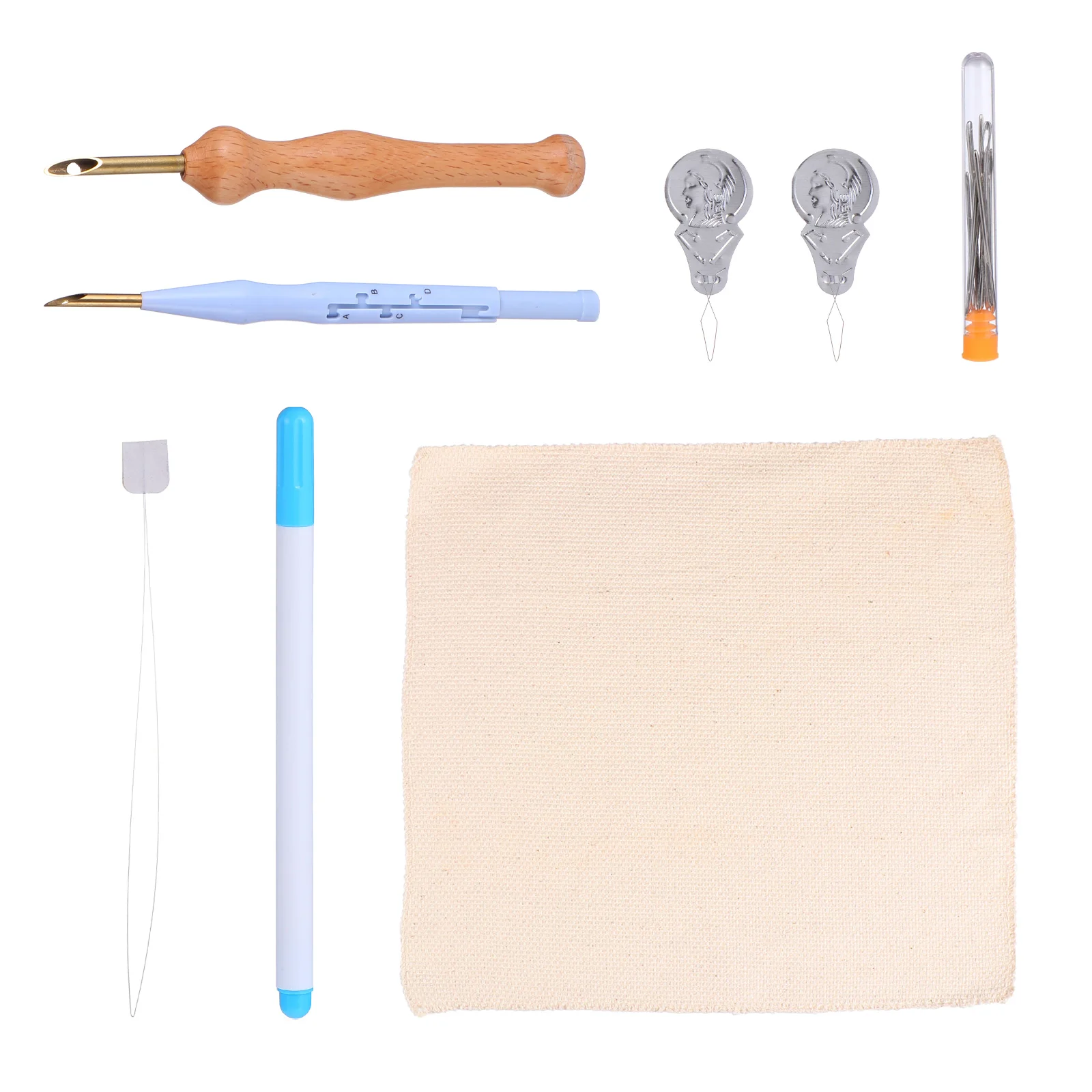 

1 set Punch Needle Kit Embroidery Making Diy Tools Wooden Handle Yarn Sewing Pen Adjustable Beginner Friendly Craft Supplies