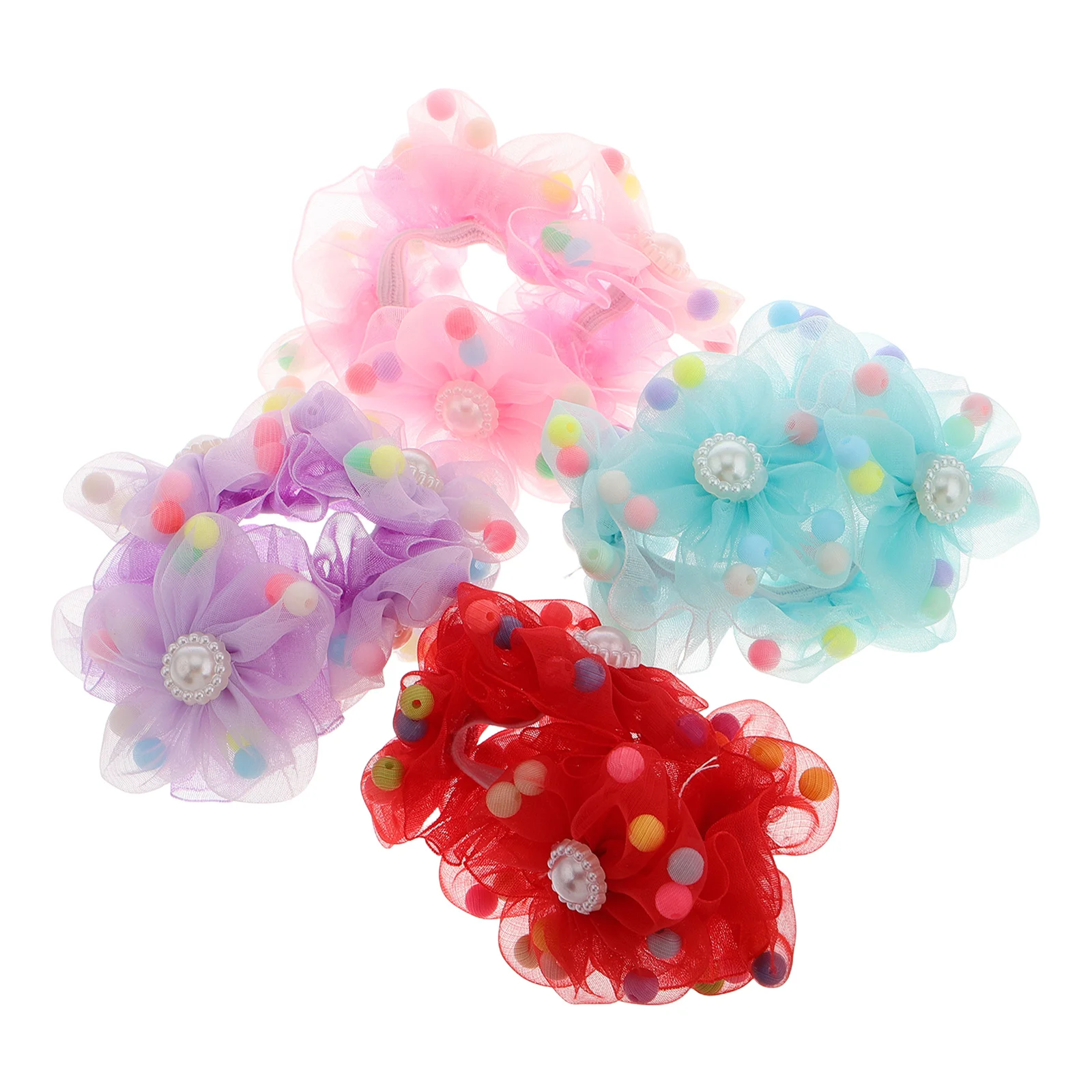 

4pcs Sunflower Ties Colorful Floral Elastic Ponytail Holders Stretchy Bands For Girls Assorted Colors Kids Ropes Toddler