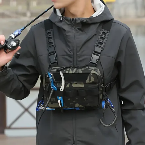 낚시 조끼 가방 남자 카모 낚시 미끼 유틸리티 태클 가슴 가방 허리 팩 야외 등산 캠핑 하이킹 EDC 사냥
