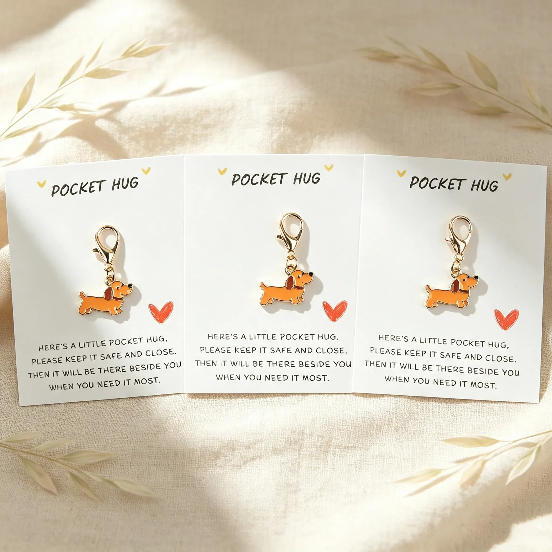 5 Pcs Cute Dachshund Keychain, Includes Matching Card To Convey Warmth And Companionship, Perfect For Gifting To Friends Family