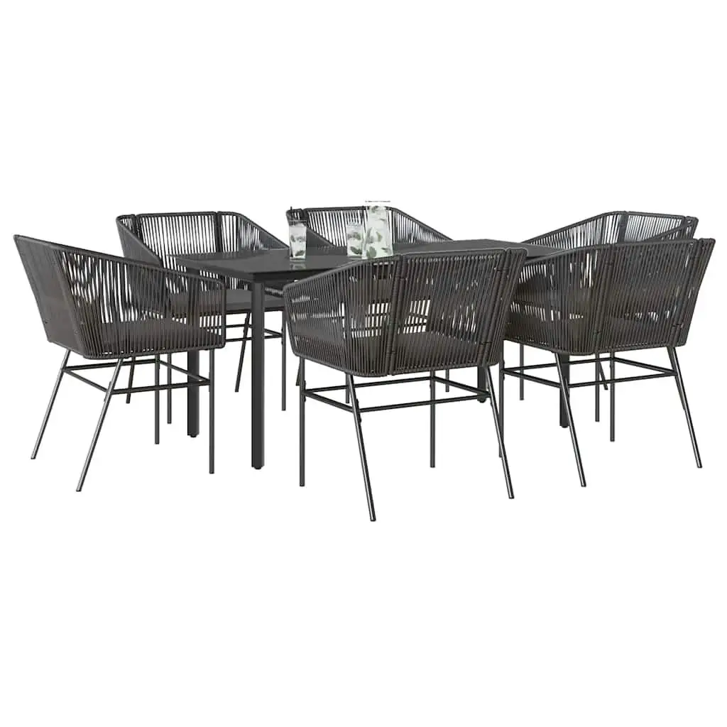 

Stylish Black Poly Rattan Garden Dining Set for Six Outdoor Patio Furniture