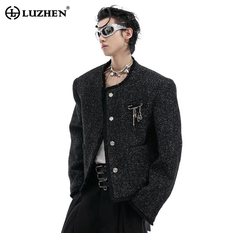 

LUZHEN Texture Short Jacket Male Small Bright Fragrance Style Particles Design Light Luxury Trendy Men's Slim Outerwear JY4752