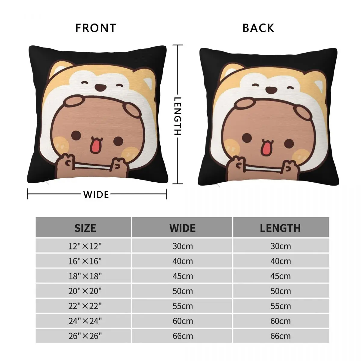 Bear And Panda Bubu Dudu Square Pillowcase Pillow Cover Polyester Cushion Decor Comfort Throw Pillow for Home Sofa