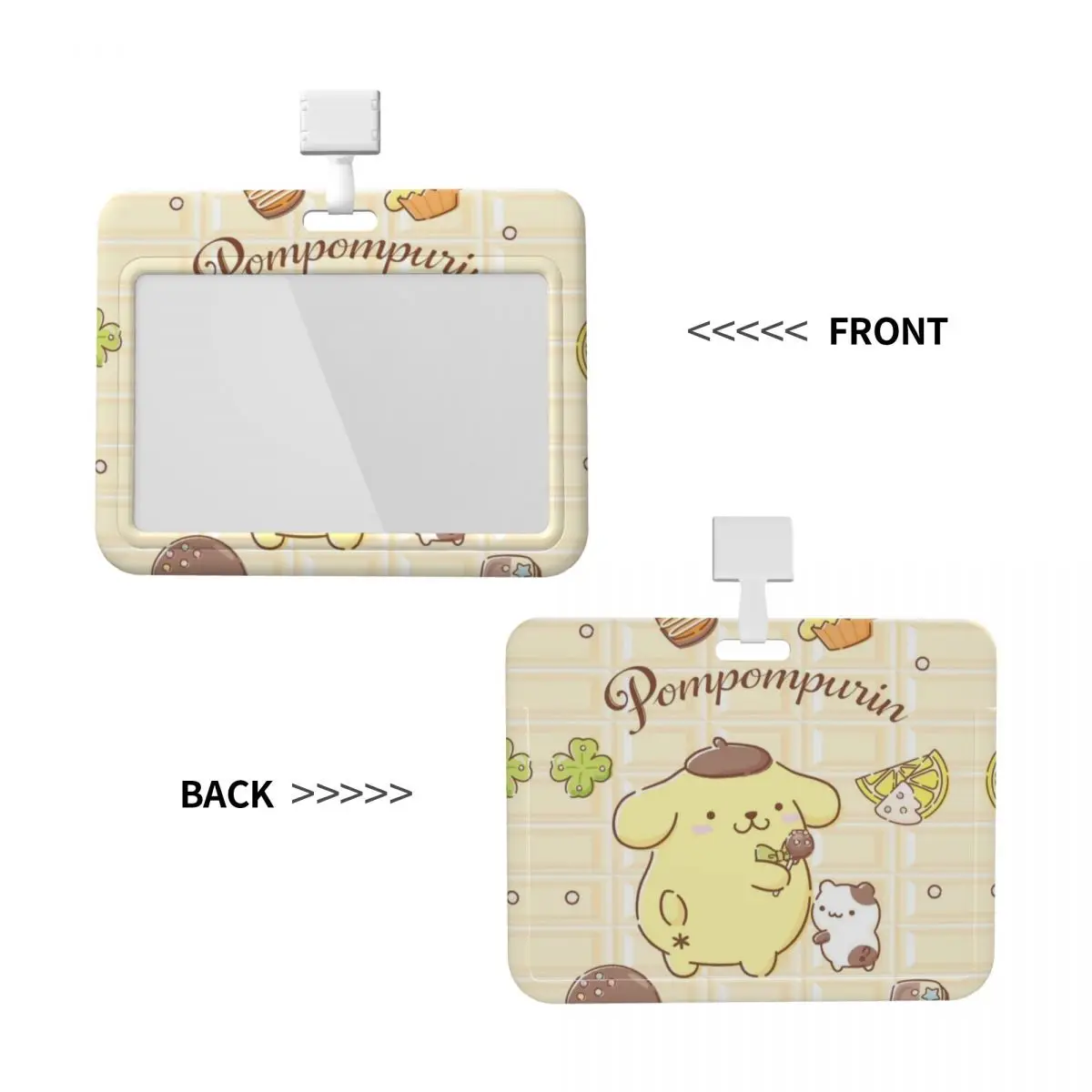 

Custom Cartoon Anime Pom Pom Purin Credit Card Holders Neck Strap Lanyard ID Badge Card Holder For Factories Nurse Card Holder