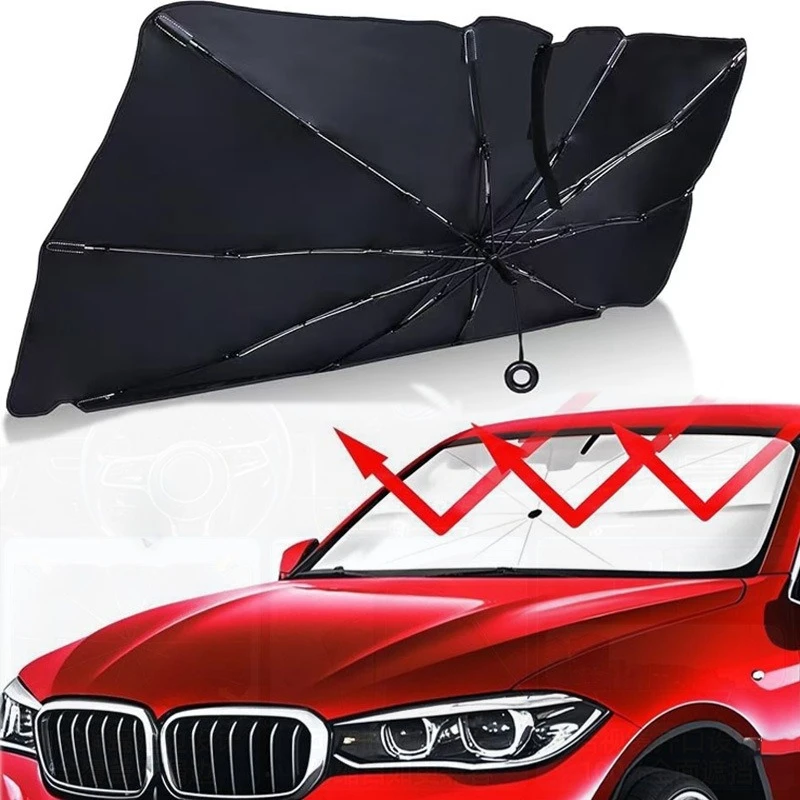 NEUER Auto-Sonnenschutz mit Kordelzug, Frontscheiben-Sonnenschutz und Wärmeisolierung, Regenschirm-ähnlicher Anti-UV-Autosonnenschutz