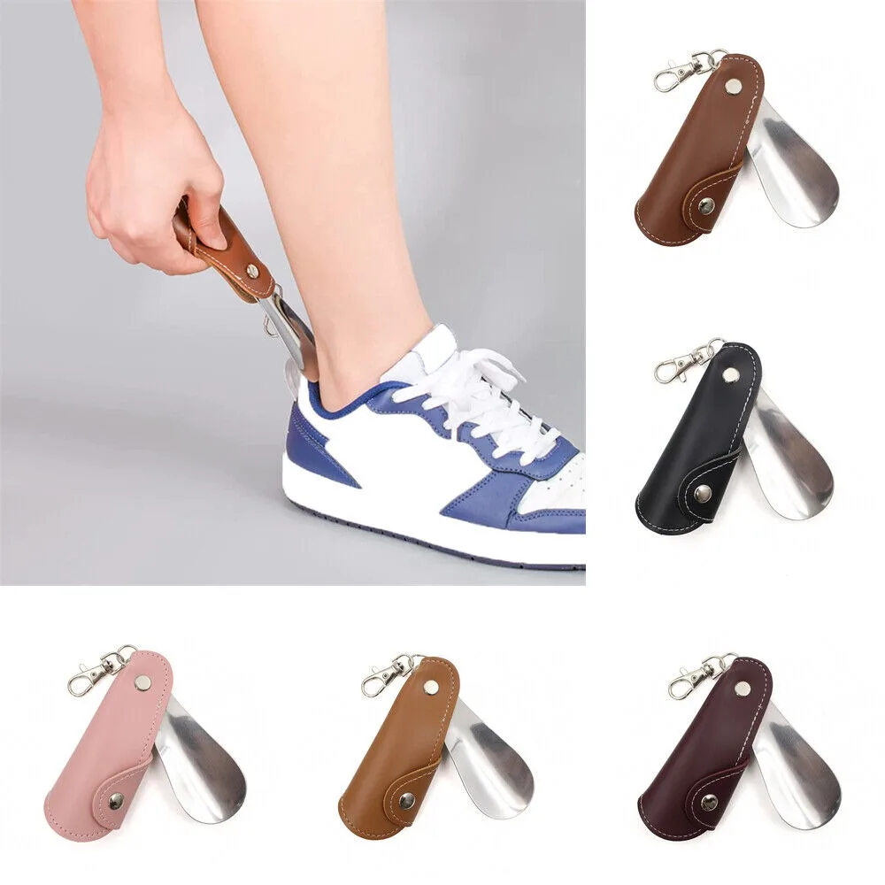 Mini Easy Carry Shoehorn Keychain Stainless Steel Durable Key Ring Black Shoehorns Accessories Unisex