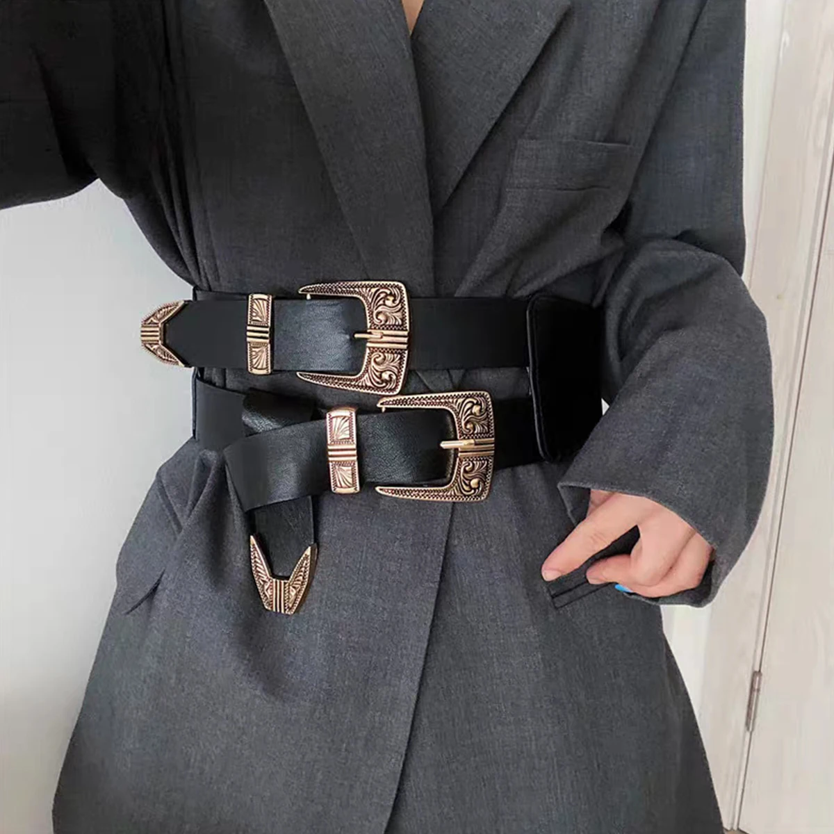 Cintura corsetto elastico Goth in vita femminile Vintage Stretch Cummerbunds Designer Black Punk cinture larghe per le donne lusso di alta qualità