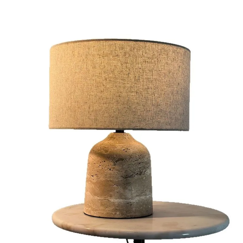 

American retro high-end designer living room travertine lamp, bedroom decoration medieval villa lamp