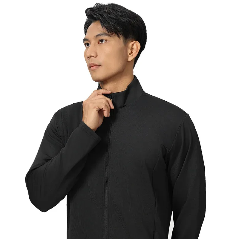 HELLOMARCE EU US Size Spring Autumn Men Stand Collar Solid Color Casual Business Slim Fit Coat Spring Autumn Men's Sports Jacket