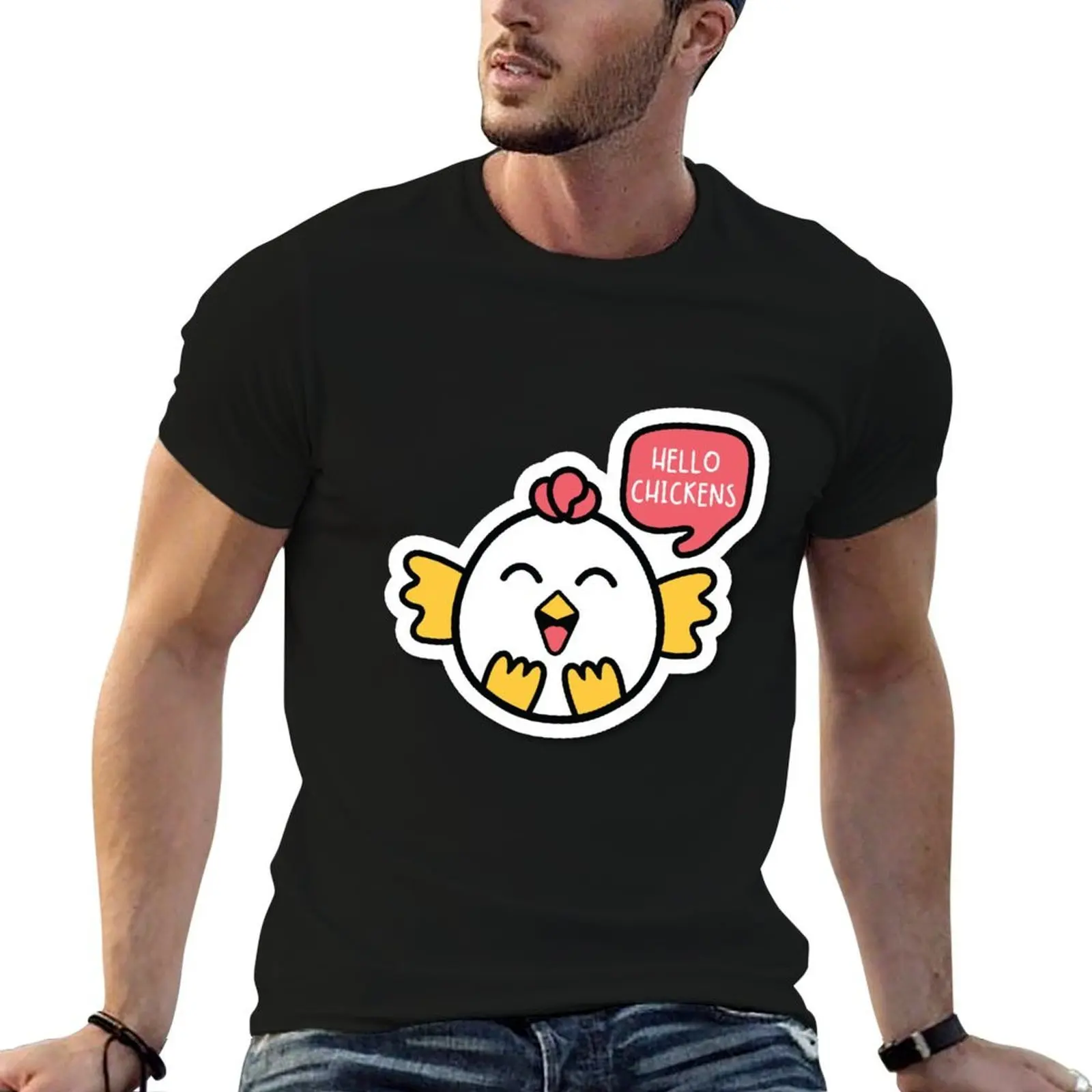 

Hello chickens! T-Shirt man graphic t shirt t shirts cotton 100% T-Shirt