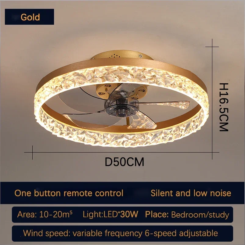 Imagem -06 - Nordic Crystal Lâmpada Led com Controle Remoto Ventilador de Teto Velocidades 110v 220v dc Luminária