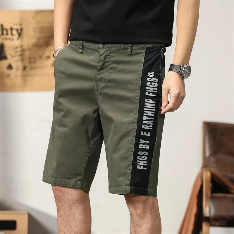 

2023 New Men's Summer Thin 100% Cotton Print Shorts Korean Fashion Slim Fit Capris Sports Large Stretch Breathable Casual Shorts