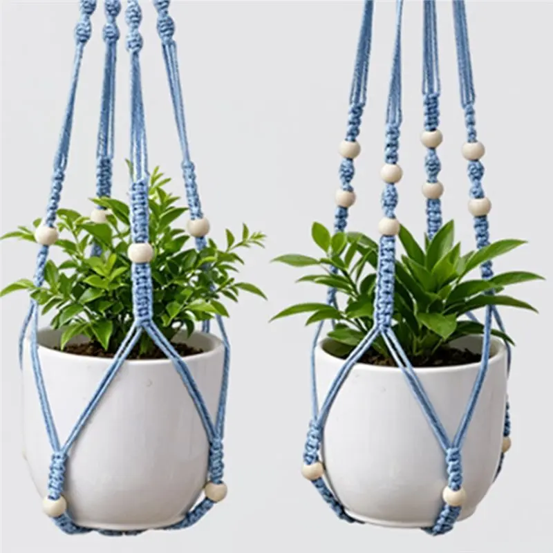 A84E-3-Piece Hanging Basket Macrame Plant Hanger