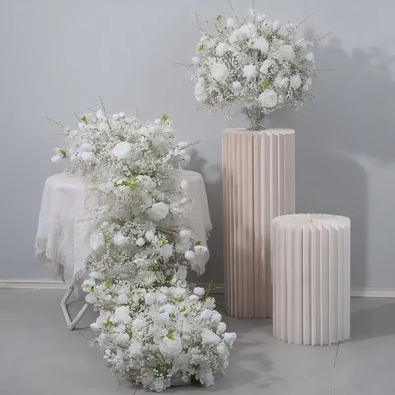 Gypsy Style Artificial Flower Set Wedding Stage Background Decor Floral Ball Arch Table Centerpiece Aisle Decoration New New