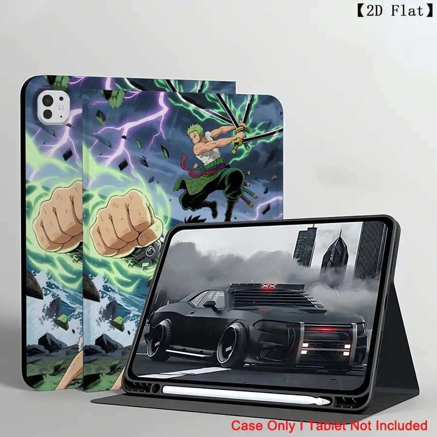 With Pencil Holder Case for Apple iPad Pro11 13 Air 11 13 M4 M3 M2 A16 2026 10th 7/8/9th Air 4/5/6th Japan Monkey L-Luffys Anime