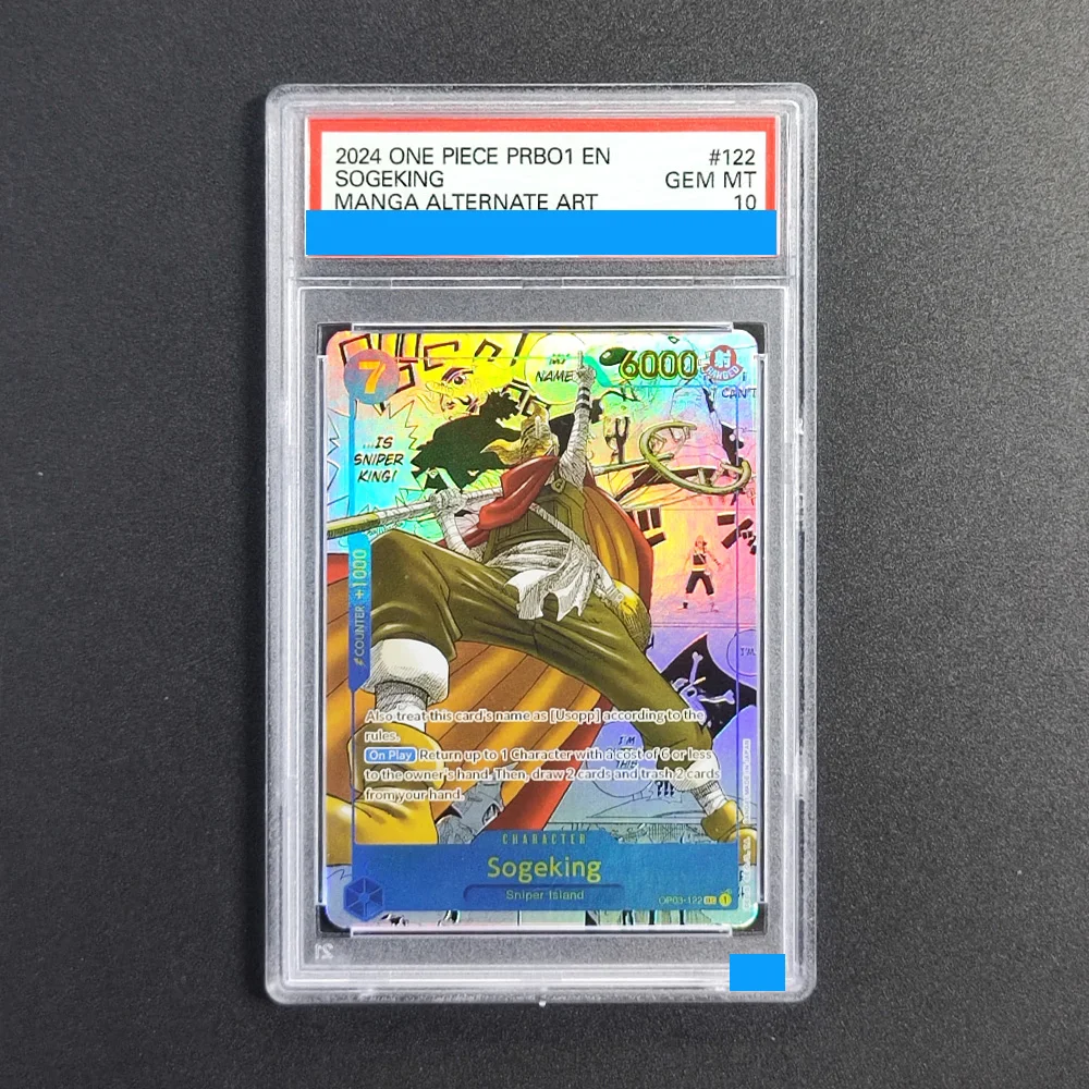 

Proxy DIY 2024 ONE PIECE PRBO1 EN SOGEKING 122 Rating Card 10 Special Art Rare Gem Mt 10 Card Holographic Labels Gift Cards Toys