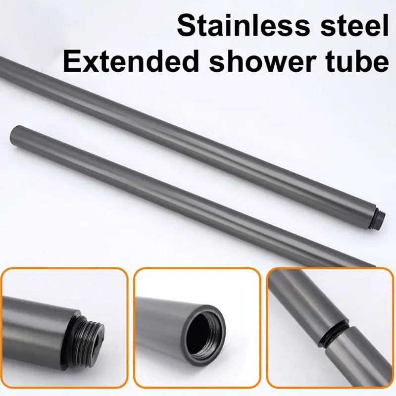 Round Shower Extension Rod Shower Bracket 30cm Shower Extender Gray Extension Tube White Extra Extend Tube Bathroom Accessories