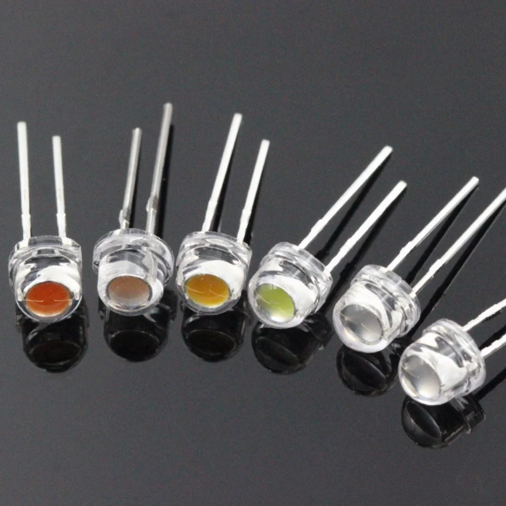 100PCS 5mm LED Diode Lights Clear Straw Hat Super Bright Lighting Bulb Lamps Emitting Diodes Kit