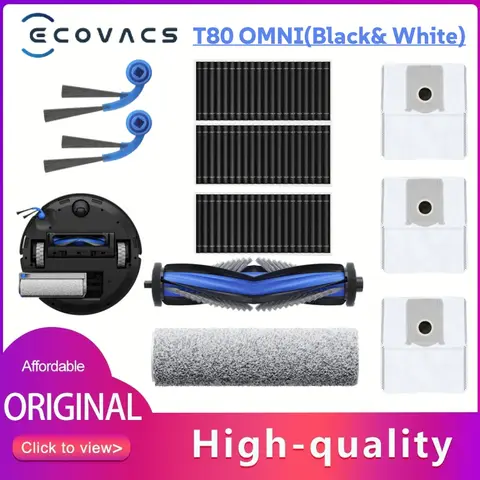 Original ECOVACS DEEBOT T80 OMNI Vacuum Cleaner Accessories Main / Side Brush, Filter, Roller Mop, Dust Bag Optional Spare Parts