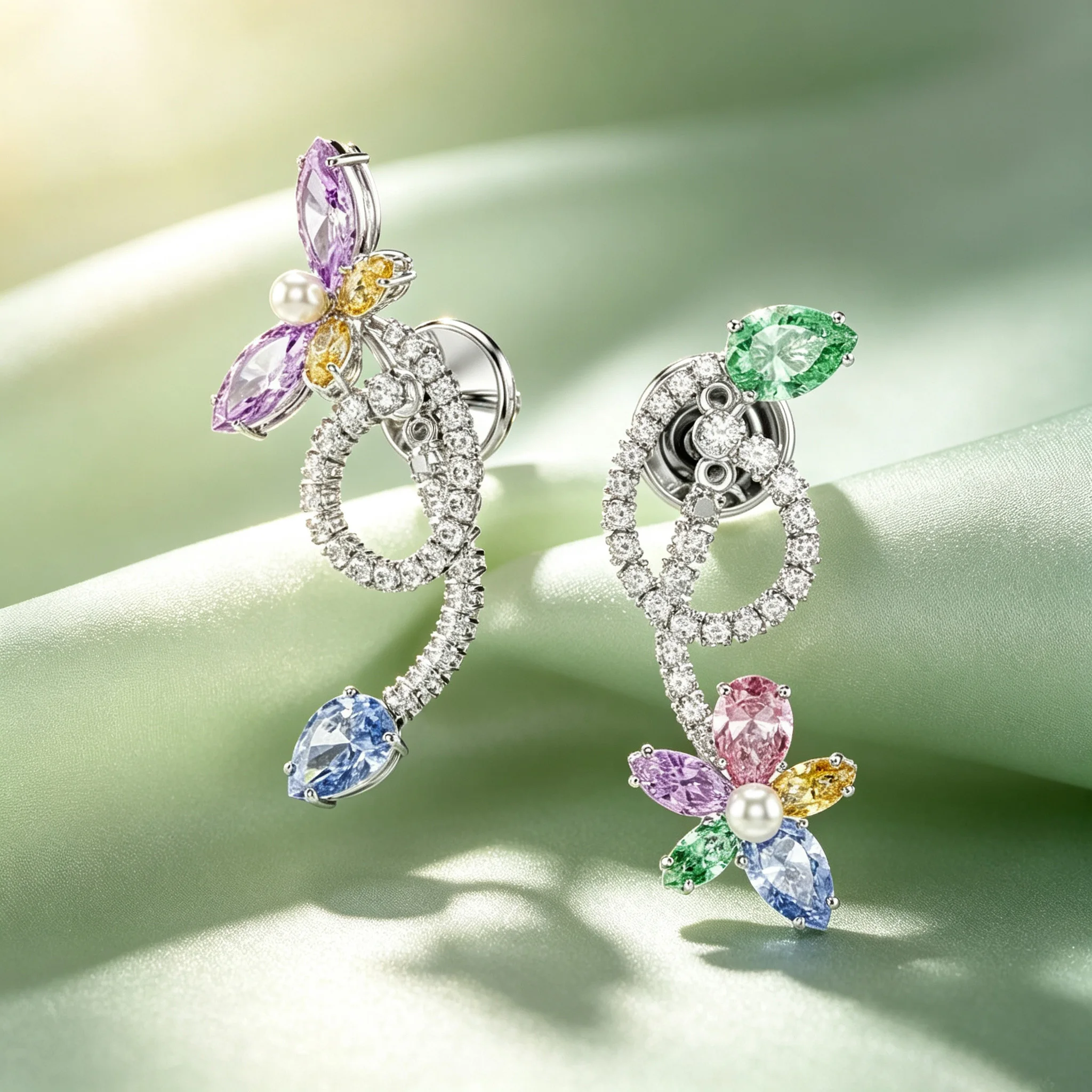 Women's Exquisite Multicolor Butterfly Floral Jewelry Set