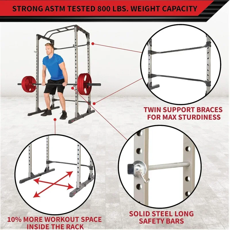 CFitness Reality Power Cage with | Optional LAT Pulldown &Leg Holdown Attachment | Squat and Bench Rack Combos| Super