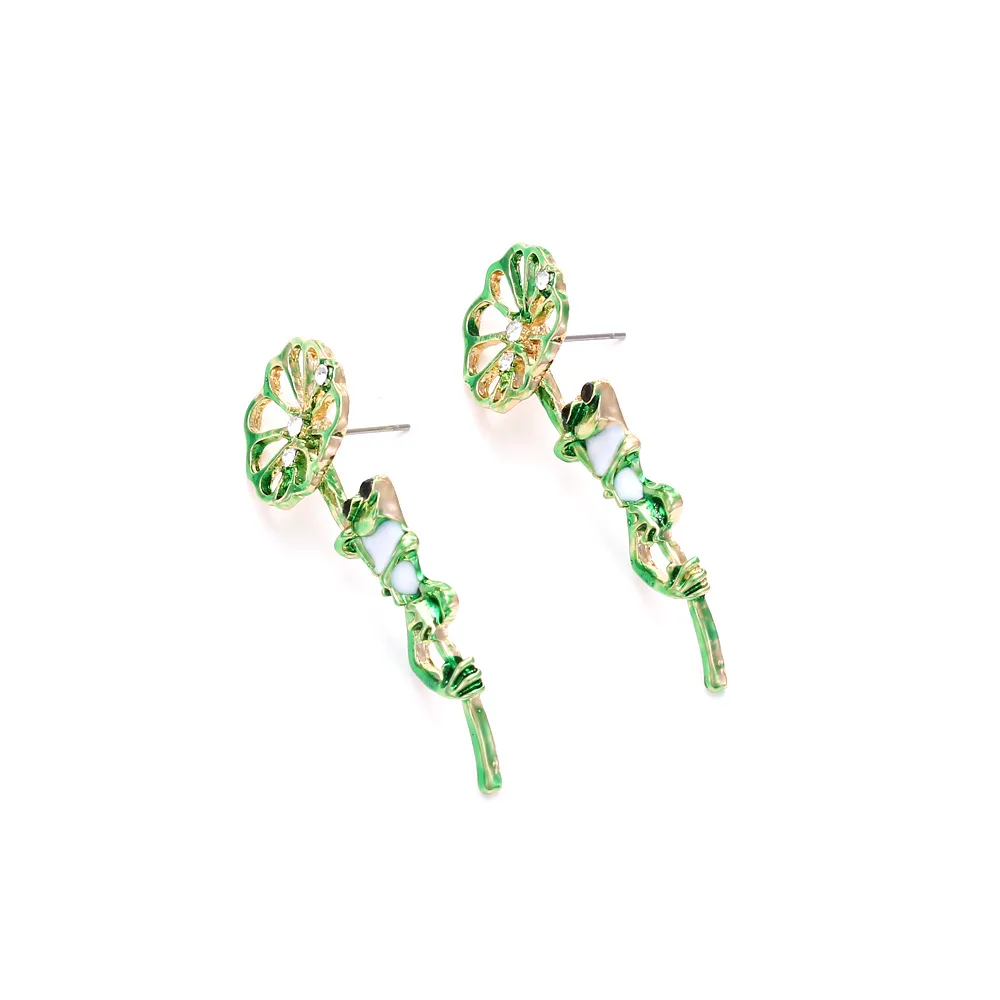 Fun Cute Alloy Flower Frog Earrings Wholesale