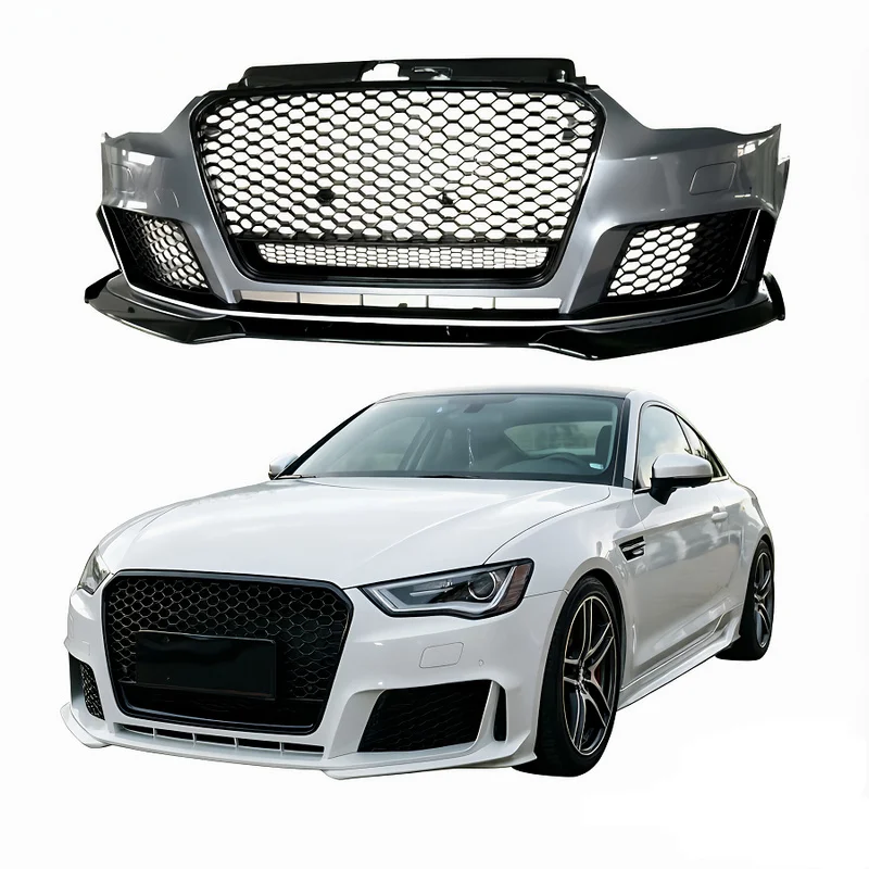Car A3 S3 Front Bumper RS3 Style Body Kits With Black Grill Front Lip A3 S3 8V 2013 2014 2015 2016